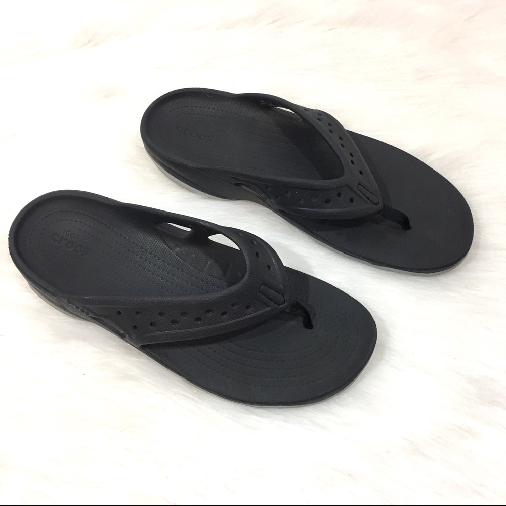 CROCS Flip Flop Sandals, Deep Blue and Gray, Sz 10